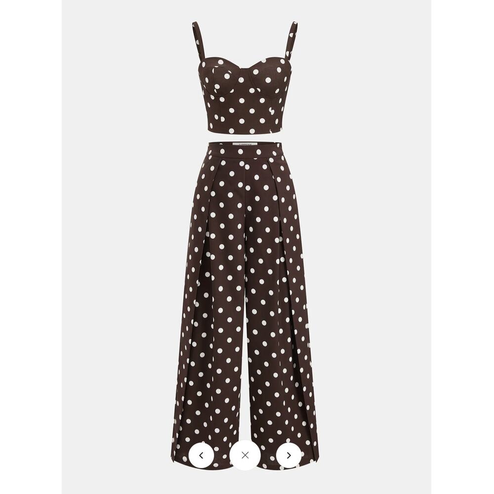 NWT Commense Polka Dot Cami Top & Pants Set Sz L